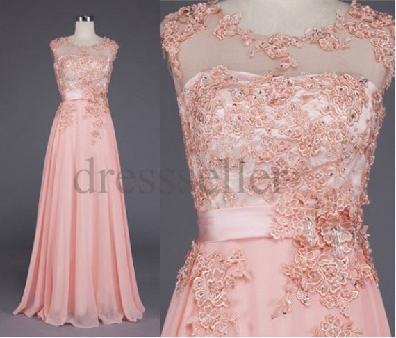 Custom Pink Chiffon Lace Wedding Dress Applique Beaded Long Bridal Gowns Elegant Prom Dresses Fashion Evening Gowns Party Dresses