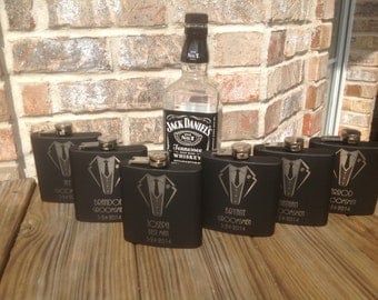 7 Groomsmen Flask Set for Weddings, Best Man Flask-Groomsmen Flask- Bachelor Party Flask-Groomsman Flask-Personalized Wedding Flask
