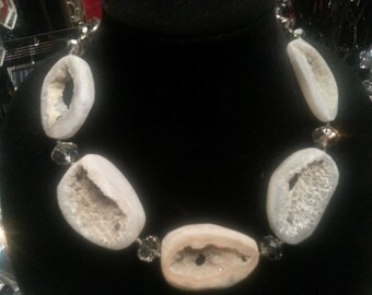 Big Bold Chunky Rare Druzy Statement Necklace Wilma Flintstone Elegant Necklace Professional Business Huge Agate Jewelry Amazonian Jewelry