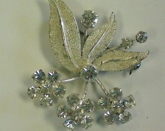 Silver Austrian Crystal Bouquet Brooch - 3238
