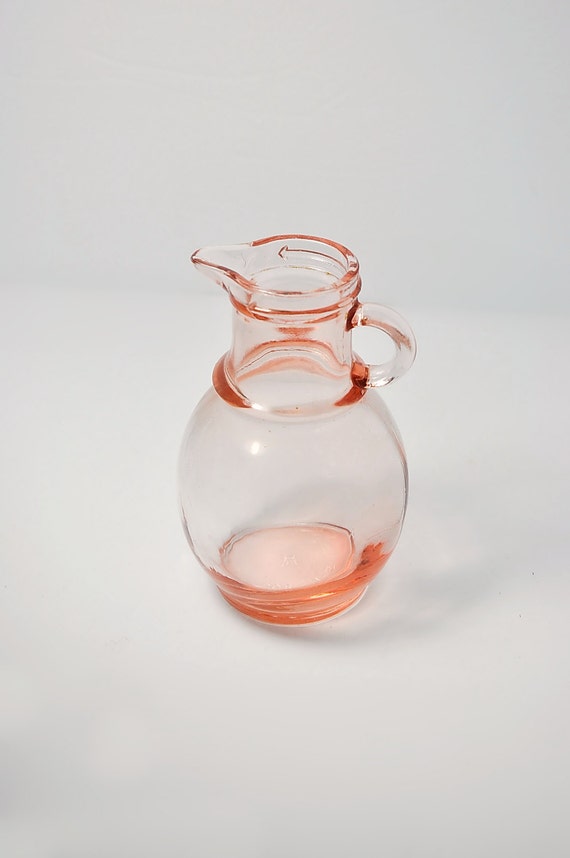 Peach Pink Depression Glass Jug Pitcher by StarfishCollectibles