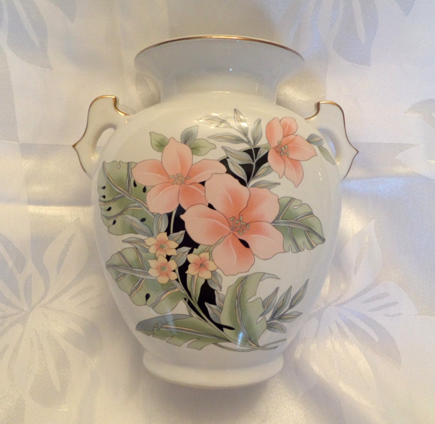 Vintage Vase Japan Fine China Hand Painted Vase PeachPink