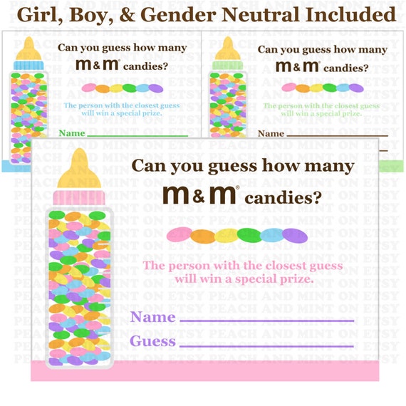 Printable Candy Guessing Game printable baby shower games