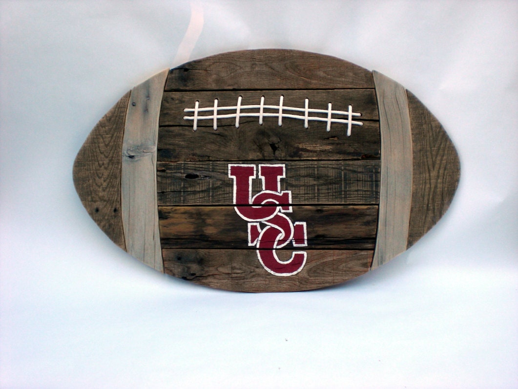 Wooden Football from Reclaimed Wood by ConversationBits on Etsy