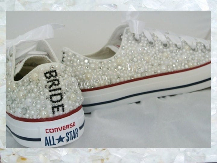 Luxury pearl sparklers / All over converse / Bridal converse