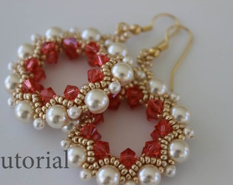 PDF tutorial beaded Earrings Singhalese_ seed beads_pearls_crystals_Swarovski_easy pattern