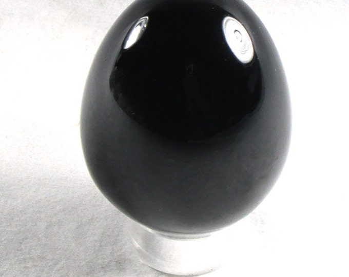 Black Obsidian Massage Egg - Healing Crystal: Base & Heart Chakra - Reiki, Meditation, Massage, Protection,