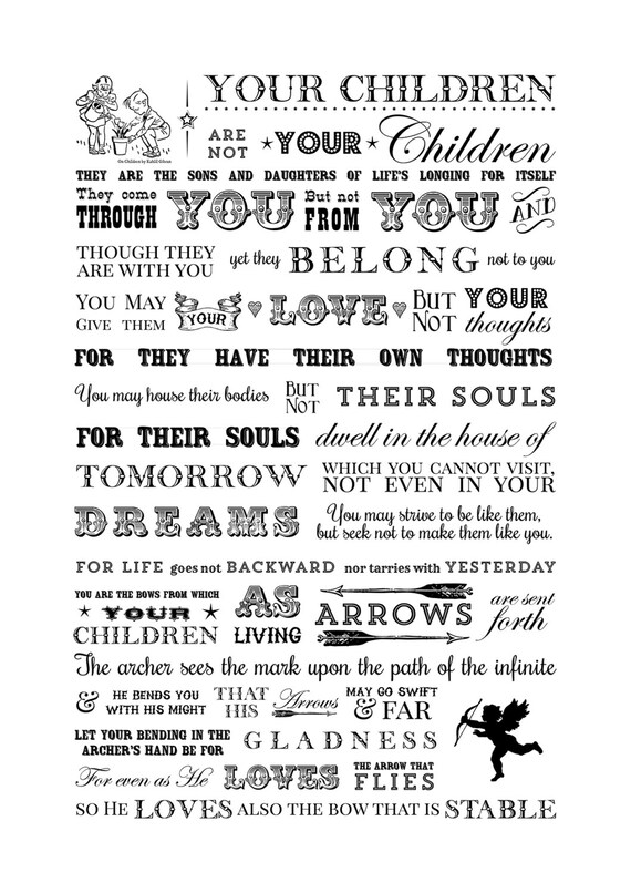 A3 print of a Khalil Gibran Poem On Children