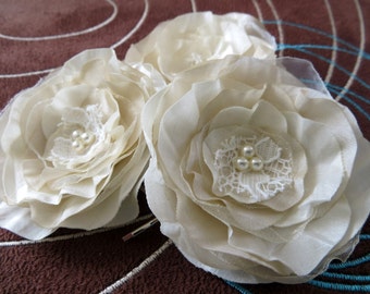Wedding bridal flower hair clips 2 pcs bridal hair by LeFleurShop
