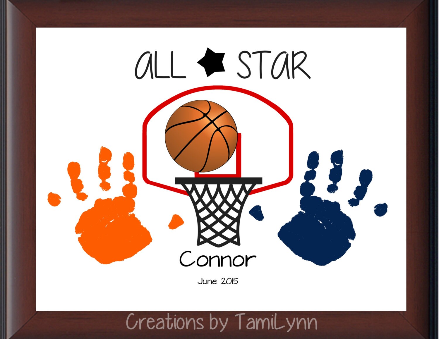 Basketball Handprint Personalized by CreationsbyTamiLynn on Etsy