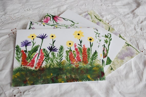 Hand- painted Floral Cards~ {Set of Five, or individual...}