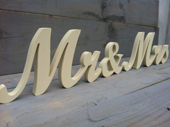 Items similar to Mr&Mrs Wedding wood sign wood script. Custom wooden ...