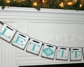 Let It Snow Banner, Christmas Banner, Holiday photo prop, snowflake garland Christmas Decoration/Holiday Photo Prop Il_170x135