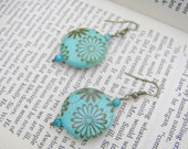 turquoise earrings, natural stone earrings, flower earrings, floral dangles, women's girls' earrings, turquoise gemstone earrings turquoise earrings, natural stone earrings, flower earrings, floral dangles, women's girls' earrings, turquoise gemstone earrings