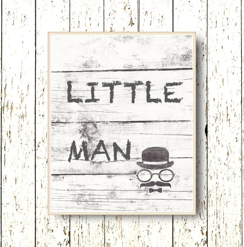 Little man nursery art print - Kids art Boys room playroom decoration mustache - children's art - black white gray nursery art 8x10 or 11x14