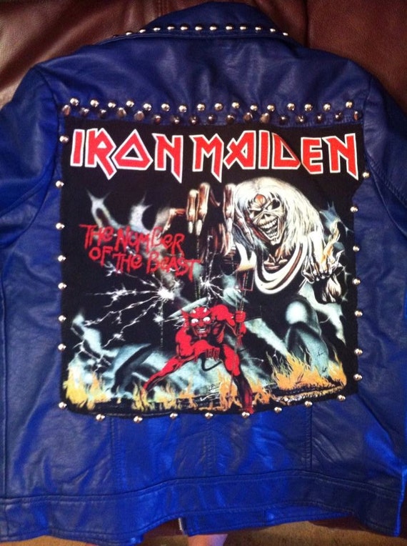 RESERVED Iron Maiden Blue Leather Jacket