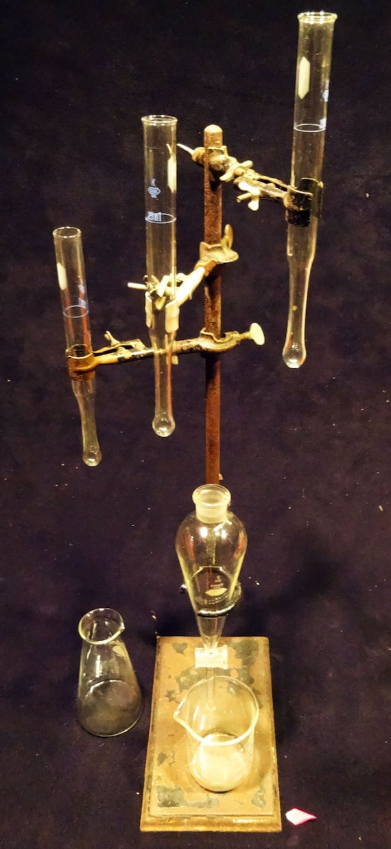 Vintage Laboratory / Chemistry glassware and Humboldt stand