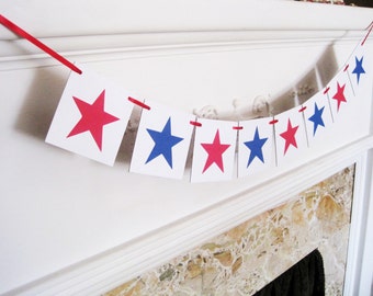 4th of july banner, happy 4th of july banner, star garland, 4th of july decorations, patriotic banner, stars and stripes, star banner