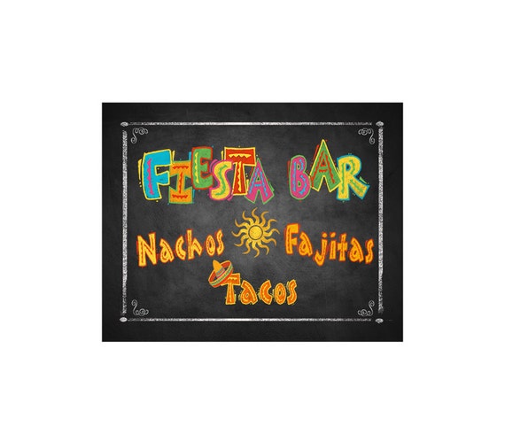 Fiesta Party sign in chalkboard style Birthday Fiesta