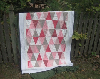 On sale***Modern Pink Triangle Lap Quilt