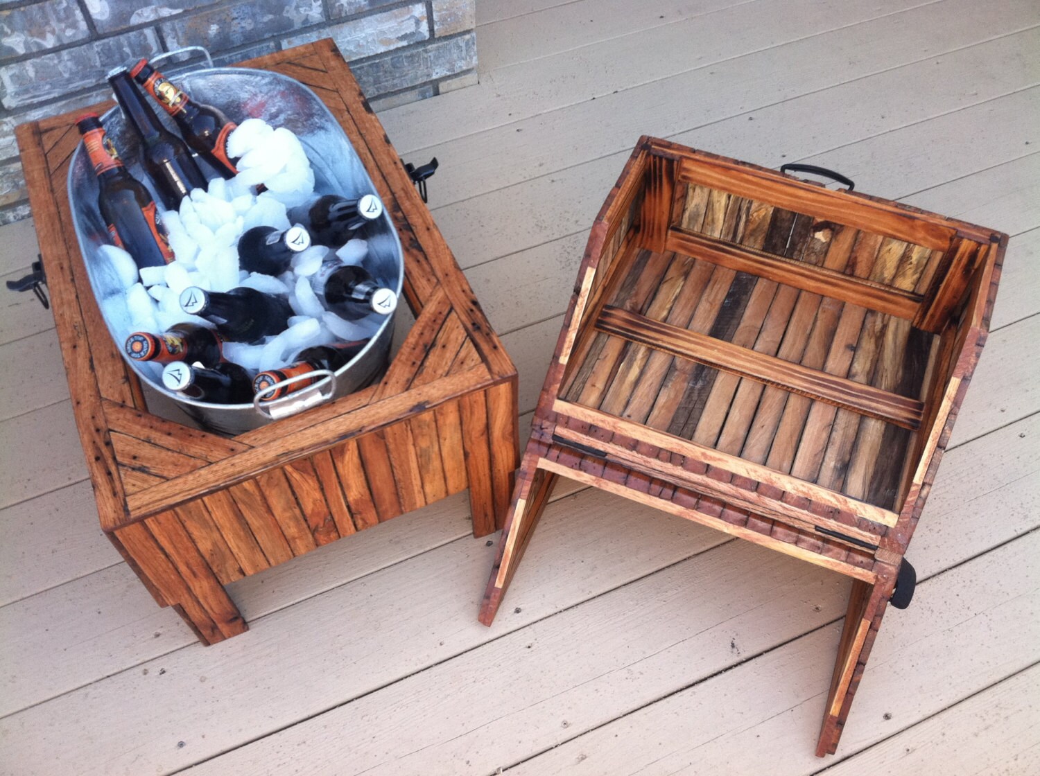 Wood Beer Cooler Reclaimed Oak Barn Wood Washtub by TerramaeAndCo