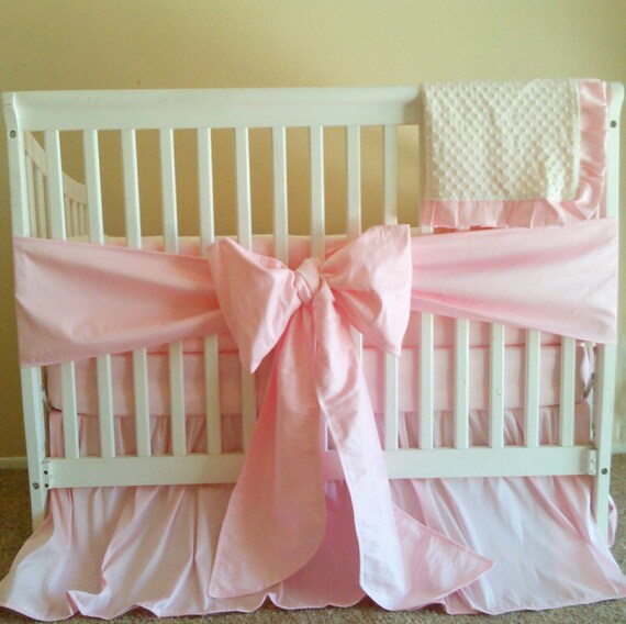 Items similar to Elegant Crib Bedding set Pink silk and ...