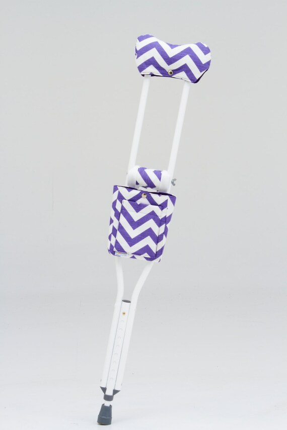 Crutch Covers and Bag in stylish Purple Chevron by CastCoverz