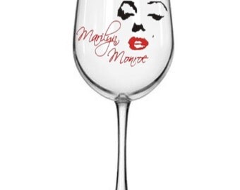 Hand painted Marilyn Monroe wine glass
