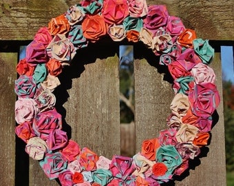 Coloured Paper Rose Wreath