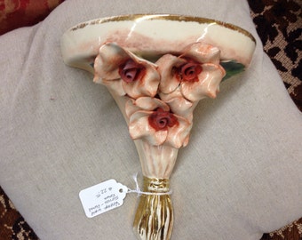 Vintage Porcelain Wall Sconce - Roses