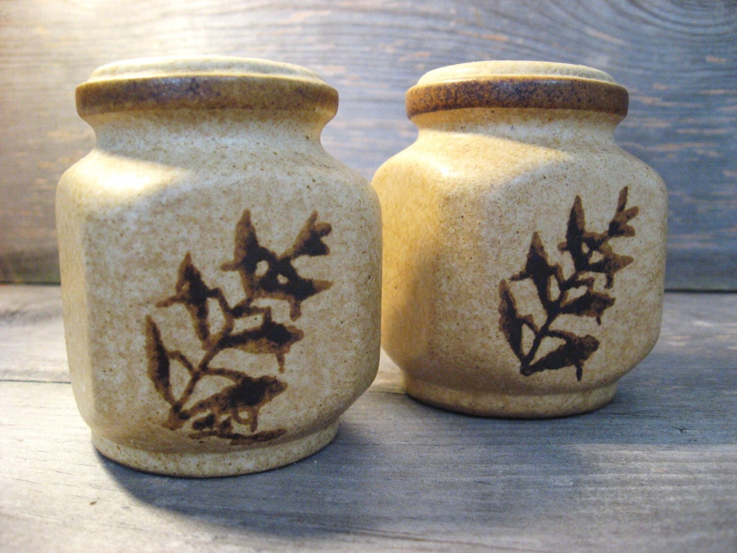 Vintage Salt and Pepper Shakers / Pottery Craft / Rustic Salt