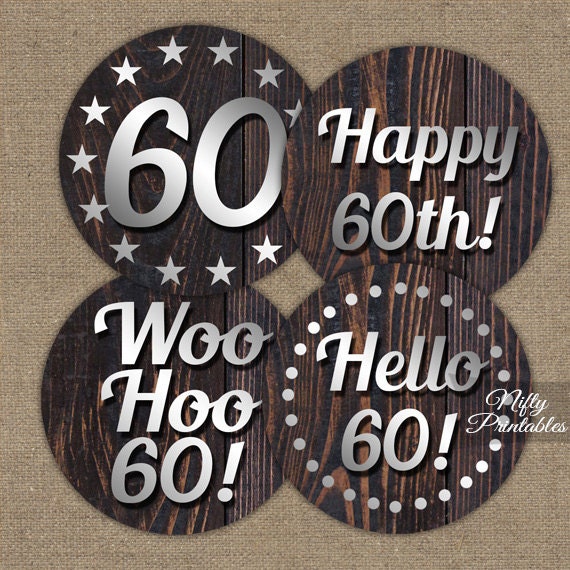 60th Birthday Cupcake Toppers Wood 60th Birthday Party