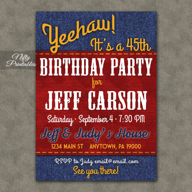 Country Western Birthday Invitations 1