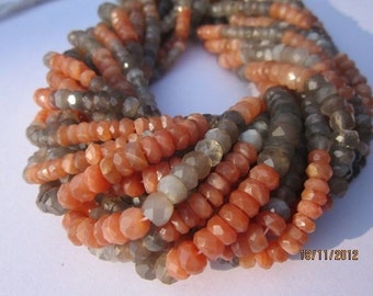 7" multi moonstone machine cut rondell beads