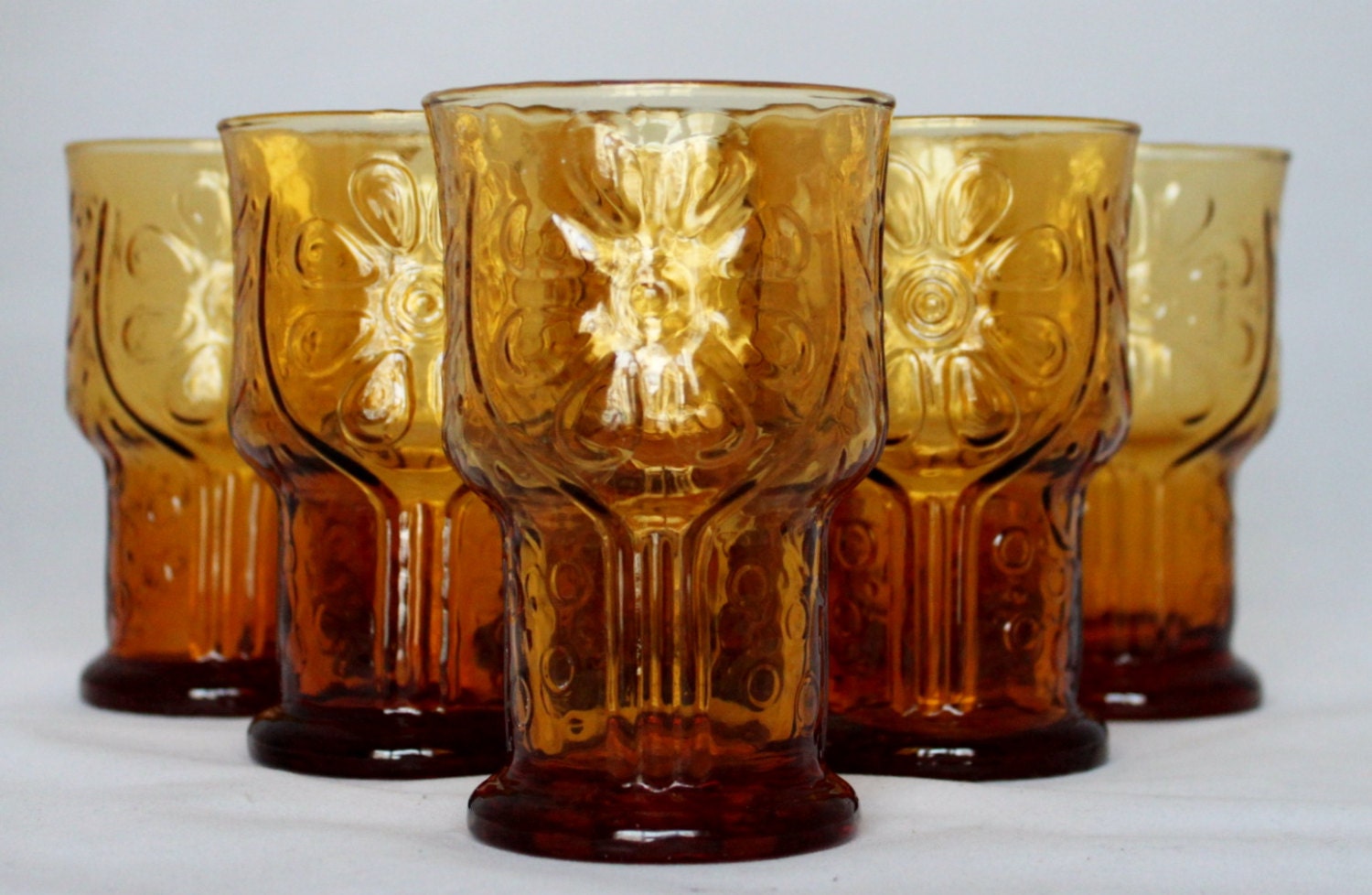 Vintage Libbey Beverage Drinking Glasses Amber color by whatulove