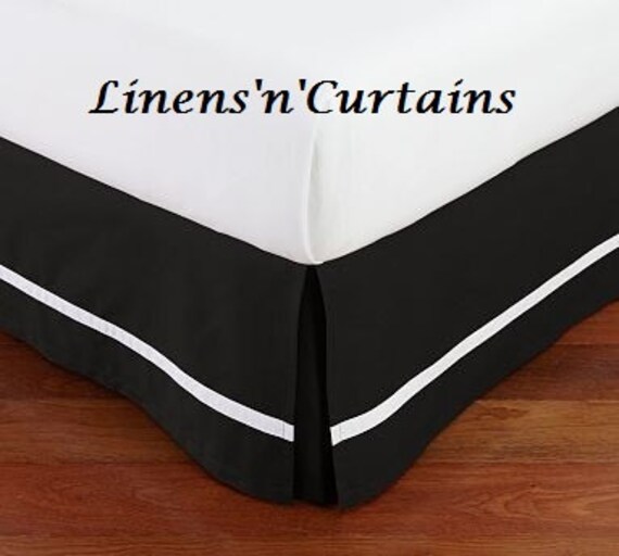 Colored Trim BLACK Box Pleat Bed Skirt Cotton by ...