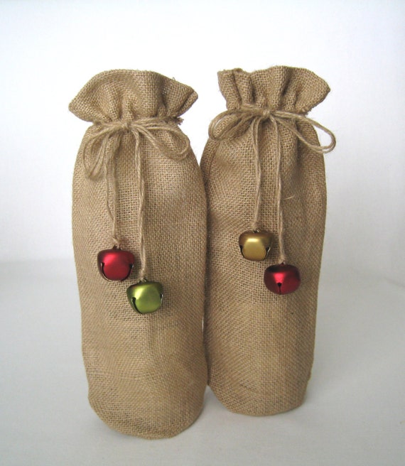 Christmas Wine Bags Burlap Wine Bottle Bag Holiday Wine