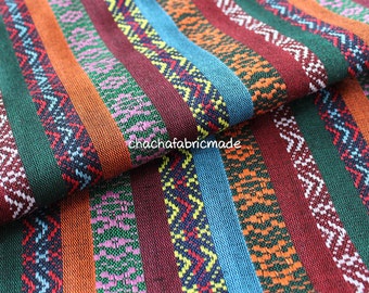 Tribal Fabric Ethnic Fabric Aztec Fabric Native Fabric BOHO Bohemian Style peruvian fabric Hand Woven Color Stripe Fabric-1/2 Yard
