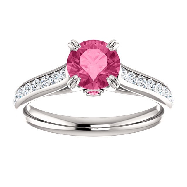 Pink Tourmaline Engagement ring 14k by TheWeddingAisle on Etsy