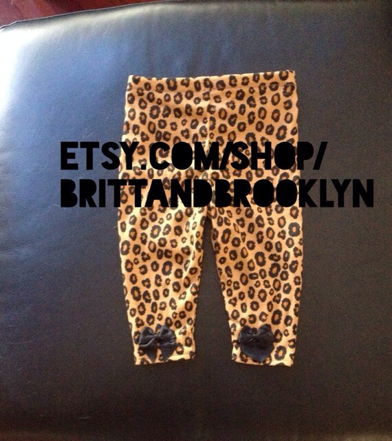 Baby girl cheetah leggings with bows size 69 by BrittAndBrooklyn