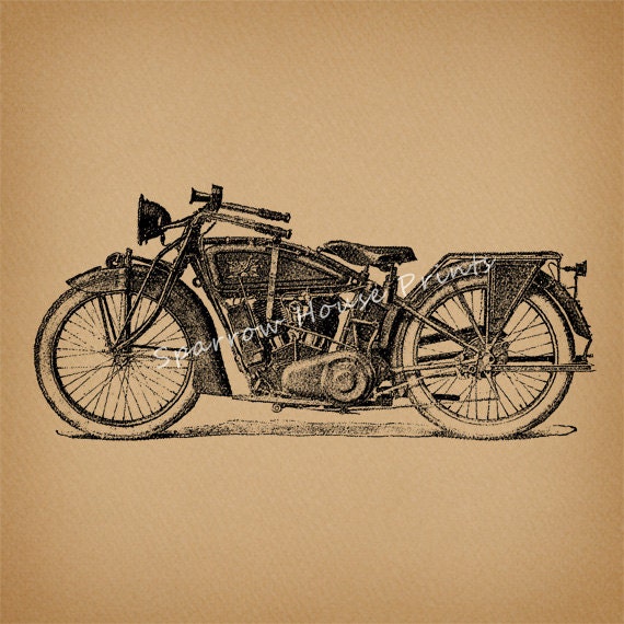 Classic Motorcycle Art Vintage Artwork Wall by SparrowHousePrints