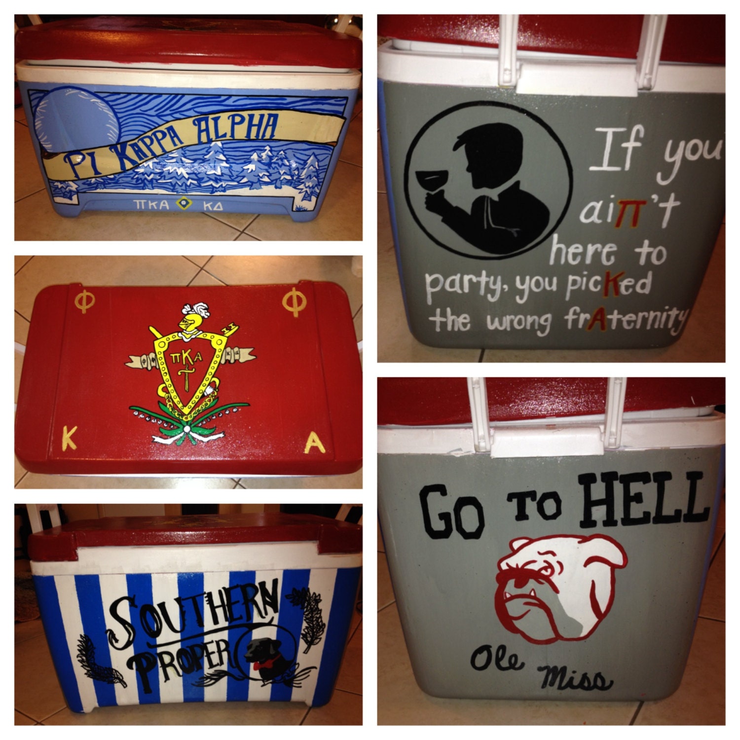 Hand Painted Custom Fraternity Cooler by LaArtistaRompio on Etsy