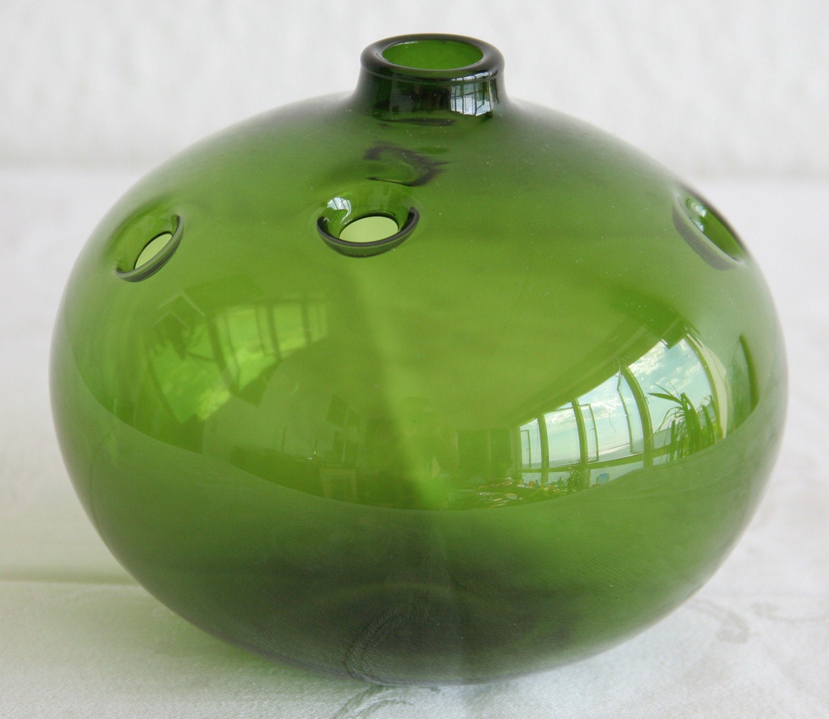 Vintage Holmegaard Green Glass Vase MICHAEL BANG Danish Design