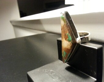 Southwestern contemporary design Sterling silver ring with natural turquoise