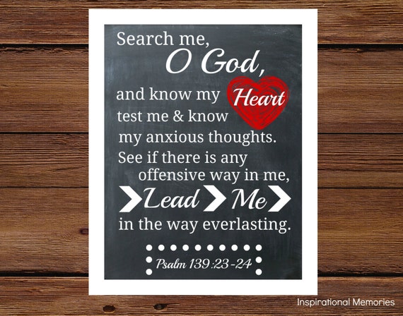 Framed Bible Verse Print Psalm 139 23 24 Search Me O