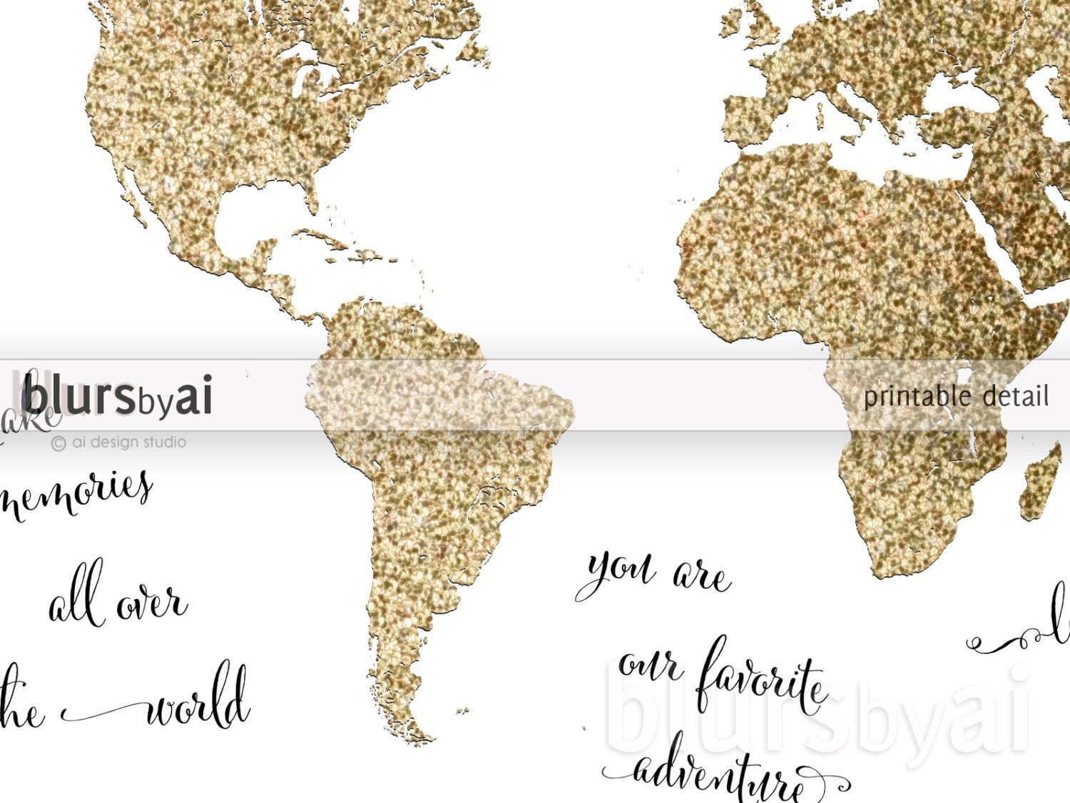 10x8 printable world map gold glitter map gold map with