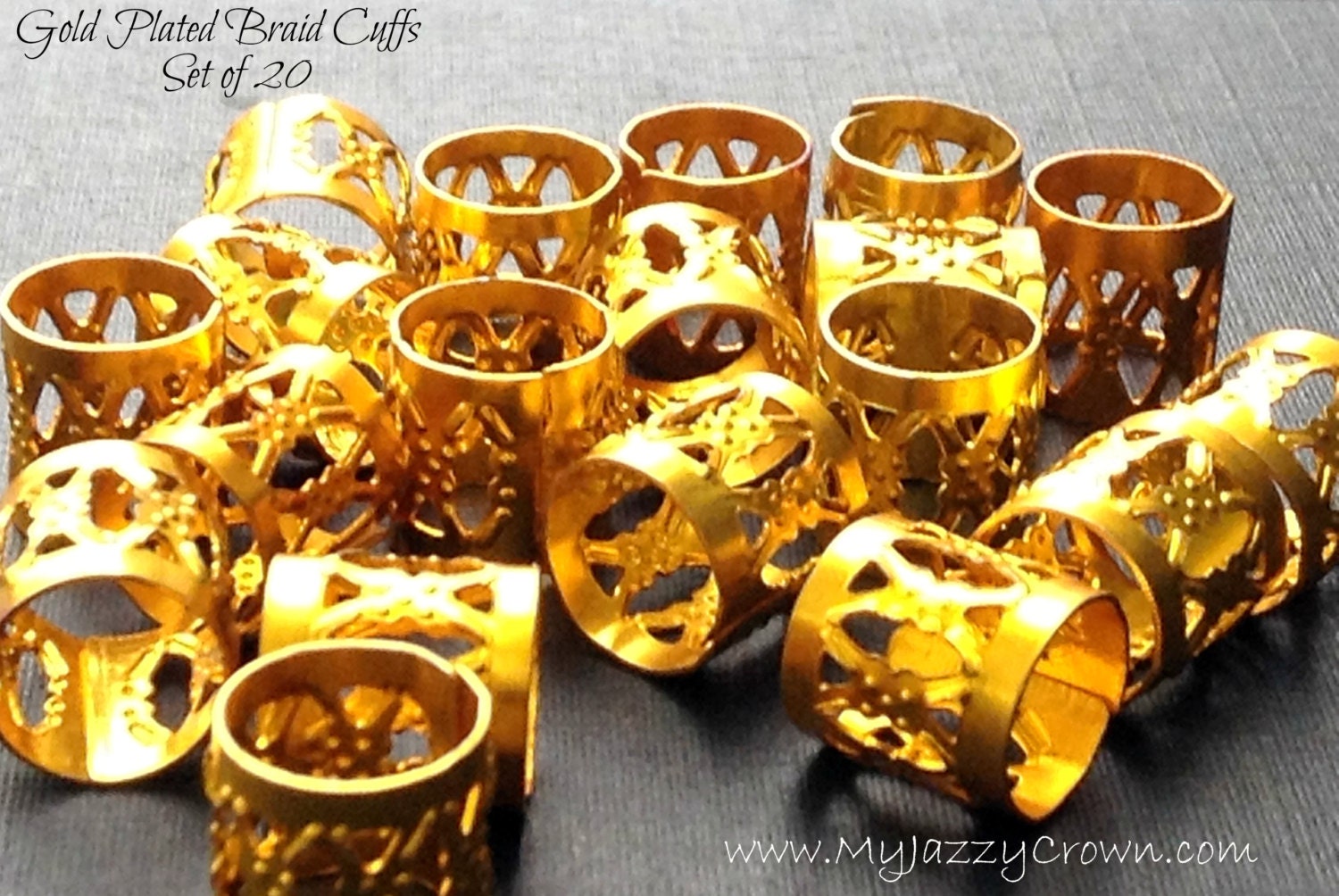 Gold Plated Hair Cuffs Set of 20 by JazzyCrown on Etsy