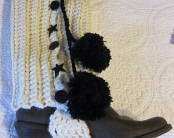 Crochet Leg Warmers,Boot Cuffs,Buttons and Pom Poms,removable boot strap,Very Stylish,Boot Toppers,Boot Socks,Women's Fashion,Teen Fashion