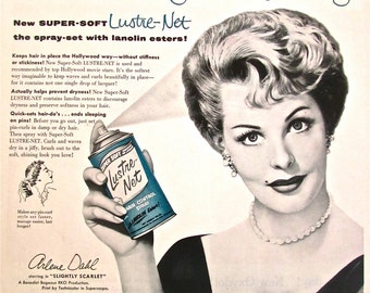 1950s LUSTRE-NET HAIRSPRAY Print Ad Original Vintage Ephemera Beauty ...