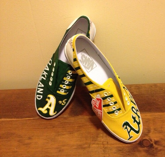 Oakland Athletics painted shoes by TheEnchantedBrush on Etsy
